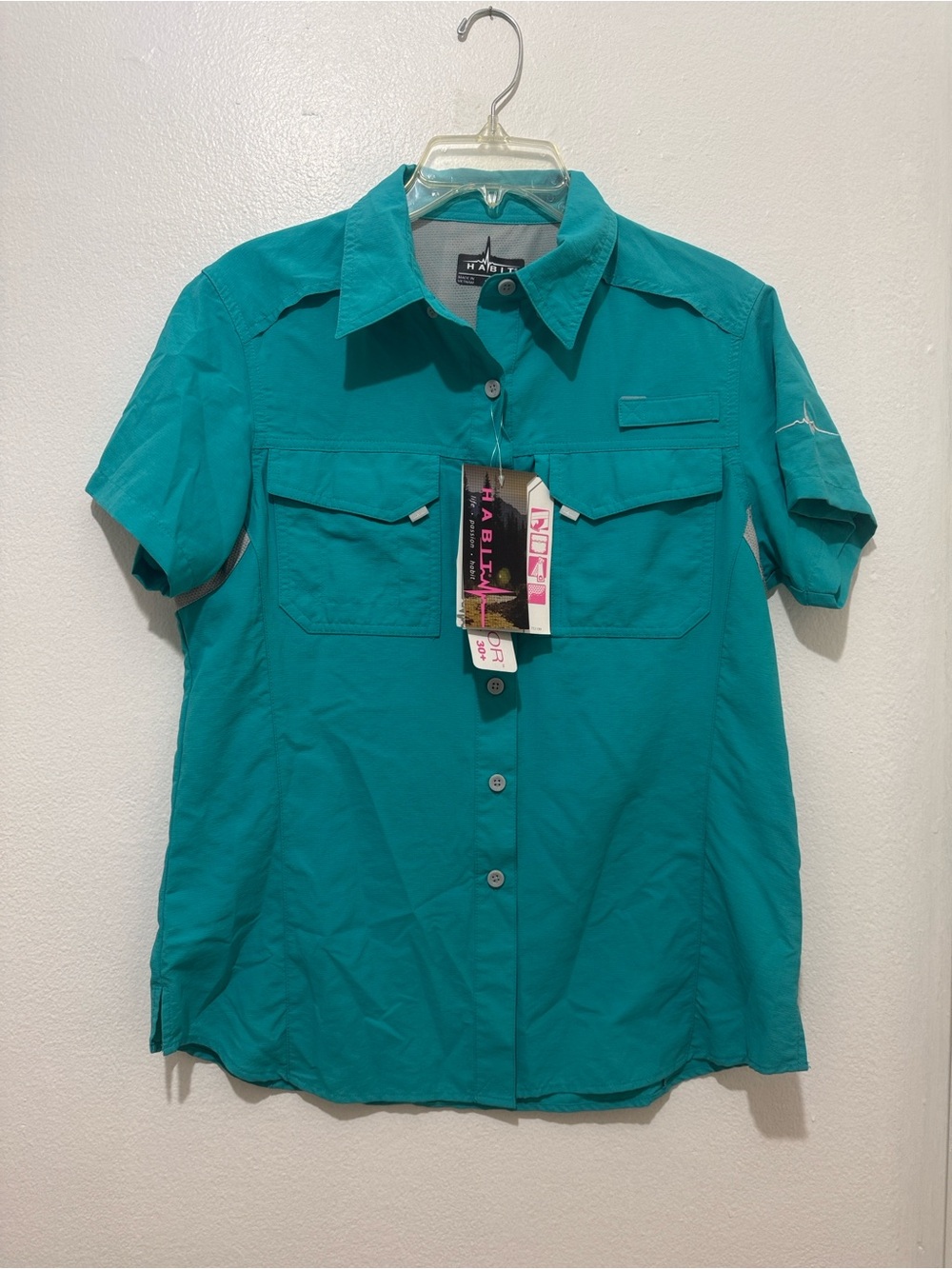 Habitat Men’s Teal Short-Sleeve Casual Button-Down Shirt